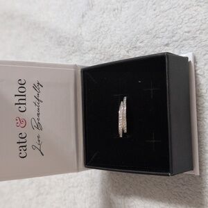  18k White Gold Plated 25mm Hoop Earrings with Swarovski Crystals for Women NEW